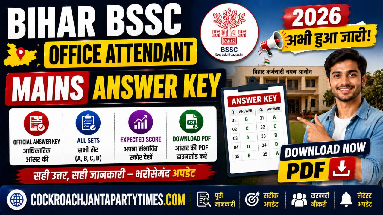 Bihar BSSC Office Attendant Mains Answer Key 2026