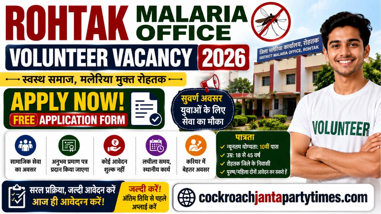 Rohtak Malaria Office Volunteer Vacancy 2026