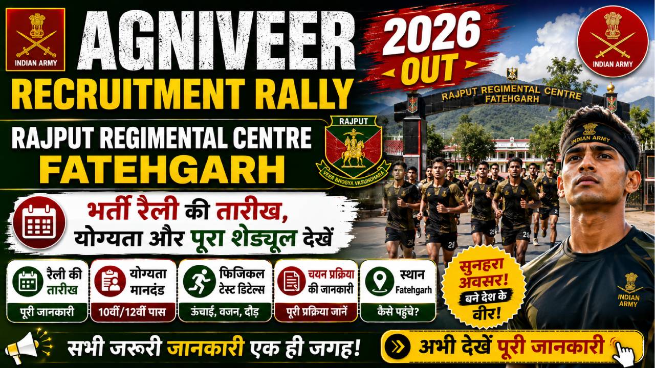 Agniveer Recruitment Rally Rajput Regimental Centre Fatehgarh 2026 OUT: भर्ती रैली की तारीख, योग्यता और पूरा शेड्यूल देखें